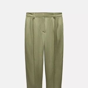 Olive Green Pleated Trousers